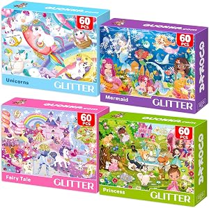 QUOKKA Puzzles for Kids Ages 3-5 - Original - 60 Piece Puzzles for Kids Ages 4-8 - Jigsaw Toddler Puzzle Age 3-5 - Unicorn Princess Animals Toys - Children 4-6 yo - Gift Educational Game