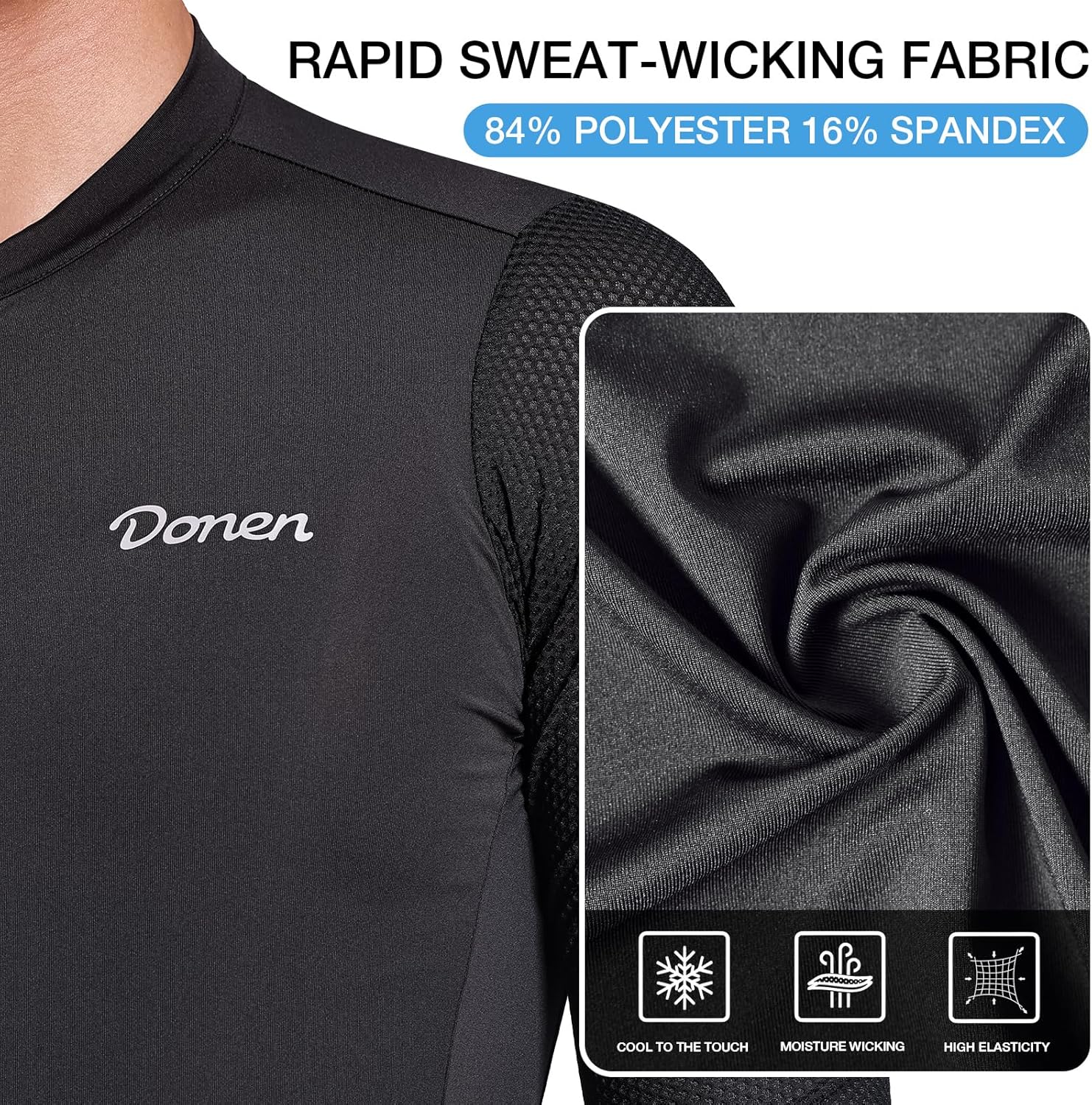 Men's Long-Sleeved Cycling Jersey,Three Rear Pockets High-Stretch Quick-Dry Top Road Cycling UPF 50+ Sun Protection - Image 3