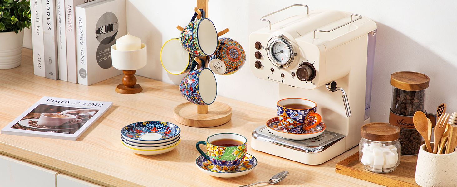 Amazon.com: vancasso 8 Oz Cappuccino Cups, Porcelain Tea Cups and