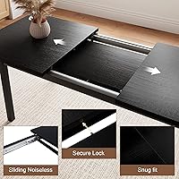 Vista 4 de Juego de Mesa de Comedor de 5 Piezas para 4-6, Mesa de Cocina Extensible de 63" con 2 Bancos y 2 Taburetes, Estructura de Metal y Tablero de MDF