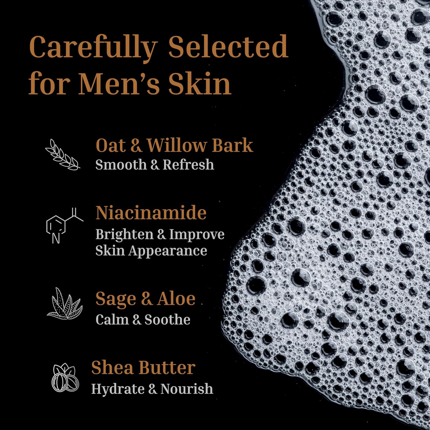 Men’s Facial Cleanser – Gentle & Hydrating Daily Face Wash for a Purifying Clean with Niacinamide, Shea Butter, Sage & Vitamin E – Subtle Scent, 8 fl oz