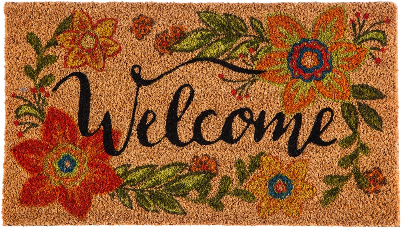 Evergreen Flag2RM396 Floral Welcome Coir Mat, Multi-Colored