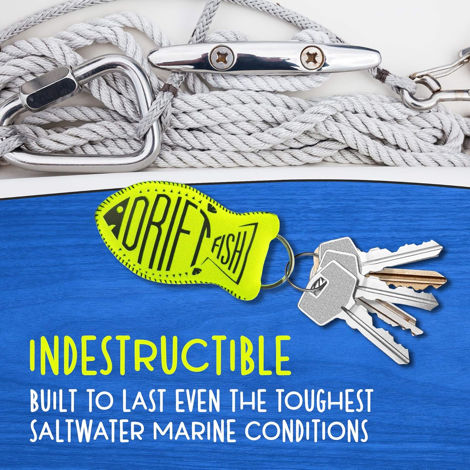 DriftFish Floating Neoprene Boat Keychain Key Float | Jumbo Size | Float 5 to 6 Keys | Waterproof Key Chain, Green and Orange : Automotive