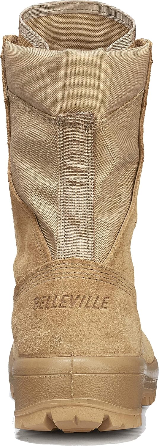 Belleville 390DES 8 Inch Hot Weather Combat Boot - AR 670-1 Compliant Desert Tan Cattlehide Leather Army Boots for Men with Vibram Sierra Outsole and Vanguard Premium Cushioning