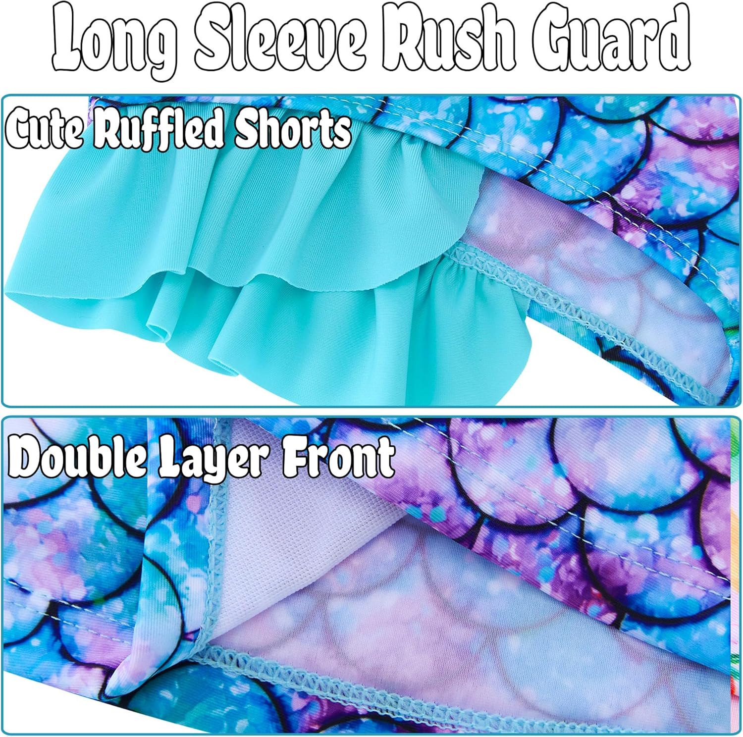 swimsobo Girls 3-Piece Swimsuit Size 3-10Y Bahting Suit Long Sleeve Rash Guard Tankini Sets UPF Sun Protection - Image 3