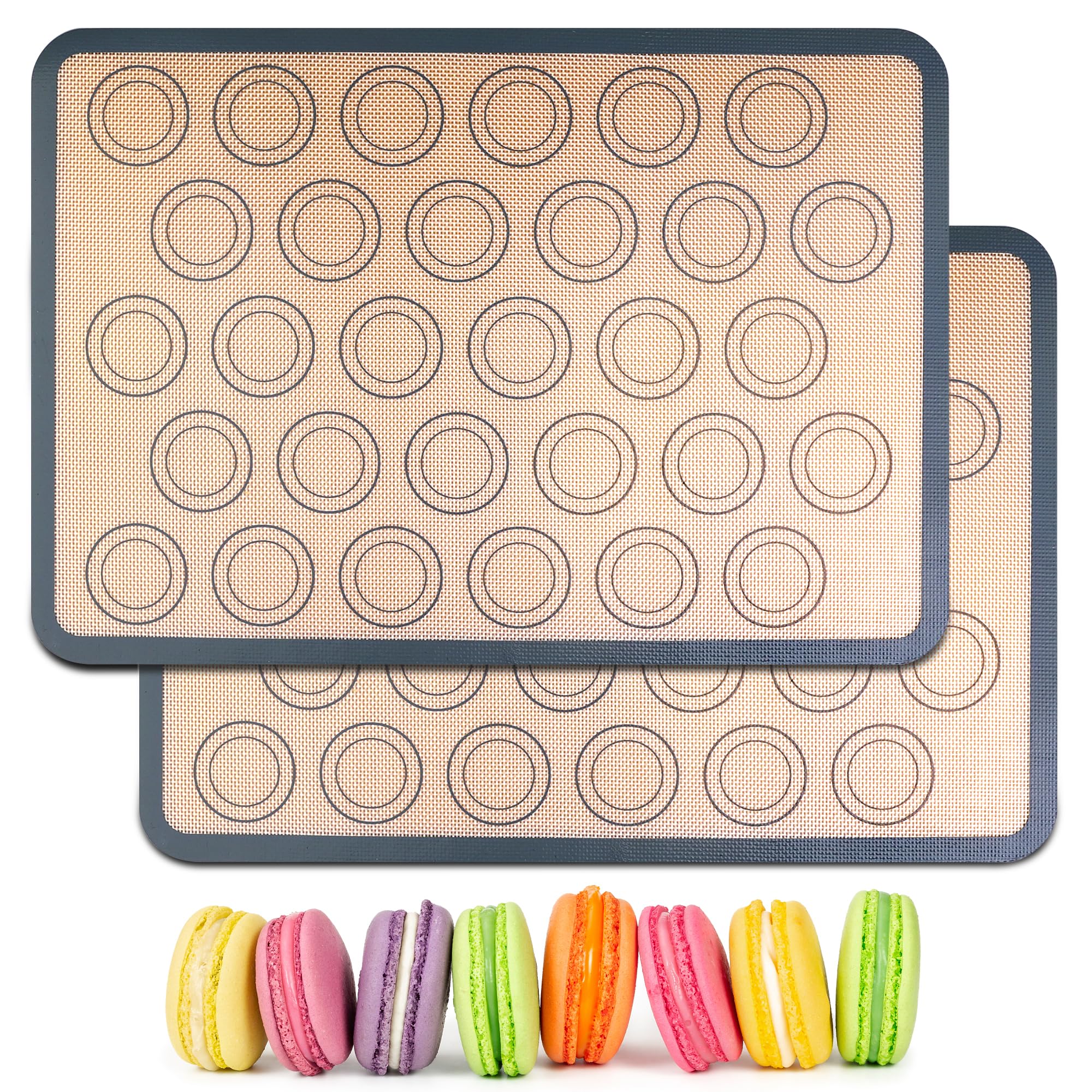 HOOMIL Macaron Silicone Baking Mats 2-Pack, 16.5