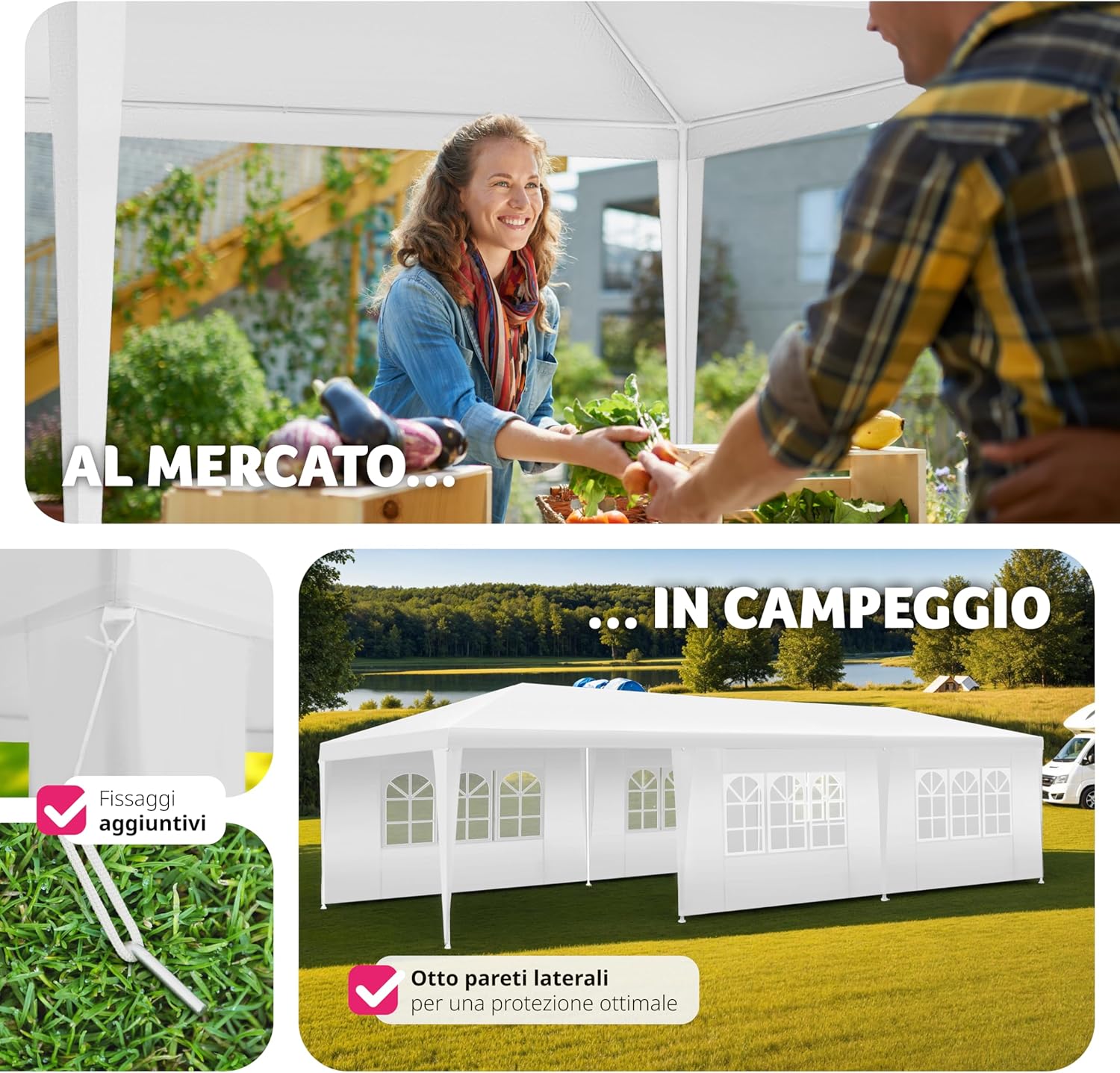 Detailed dimensions of the tectake gazebo