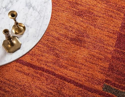 Miniatura 5 de Unique Loom - Tapete con diseño abstracto, informal, moderno y contemporáneo de la colección otoñal, alargado de 2 x 6 pies, diseño en color