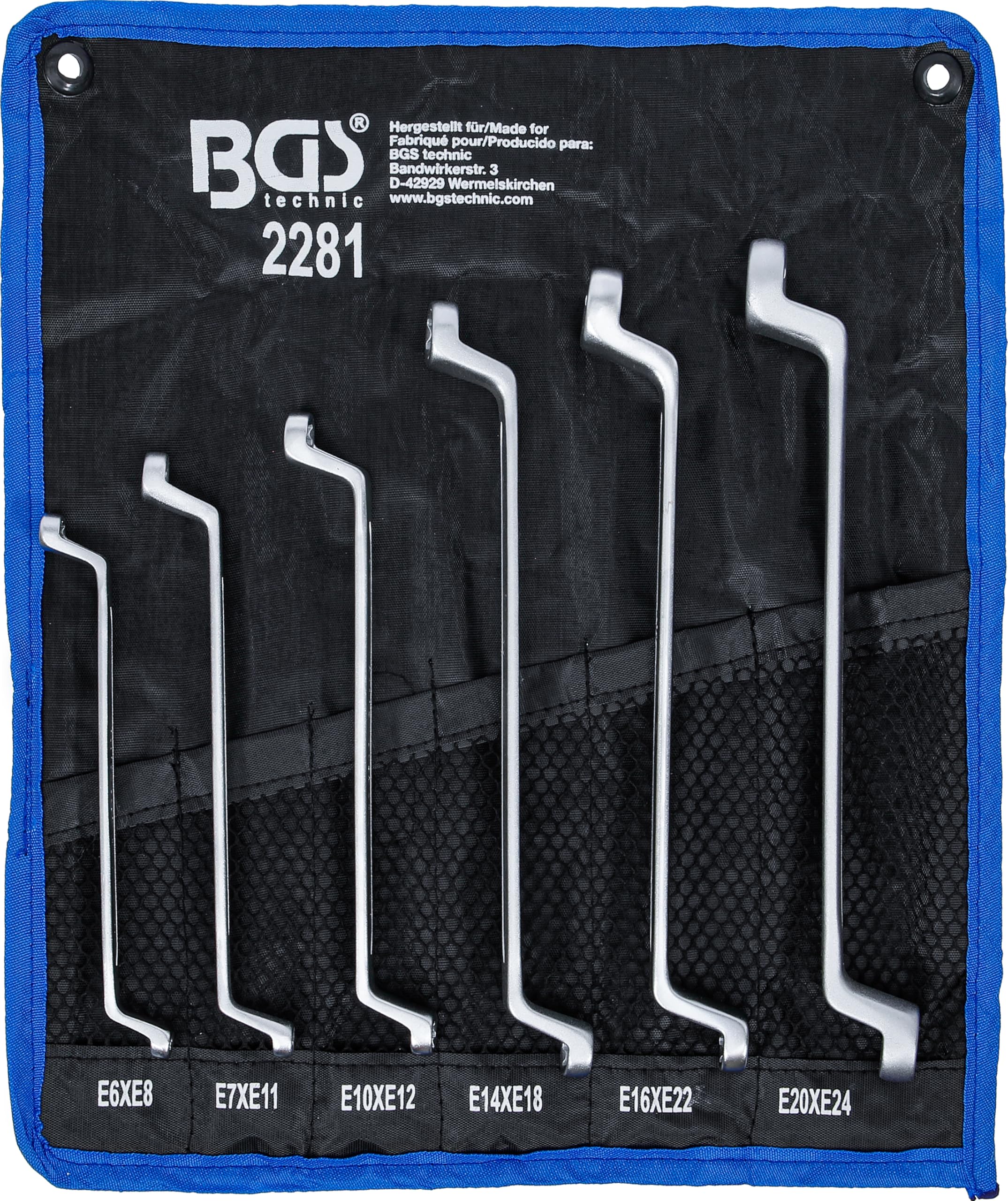 Bgs Silber 2281 | Double Ring Spanner Set With E-Type Ring Heads | Offset | E6 - E24 | 6 Pcs.