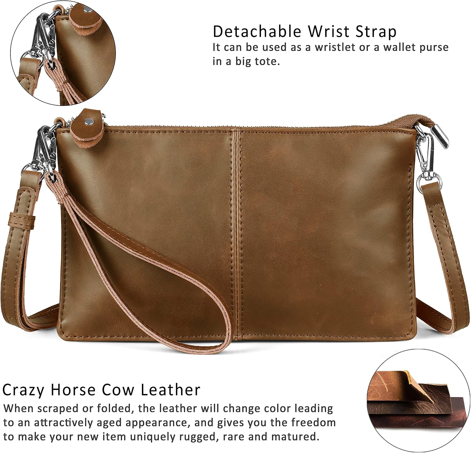 Befen Women's Genuine Smartphone Leather Wristlet Crossbody Wallet Purses and Handbags Mini Crossbody Bag Clutch Wallet with Crossbody Strap - Black: Handbags: 