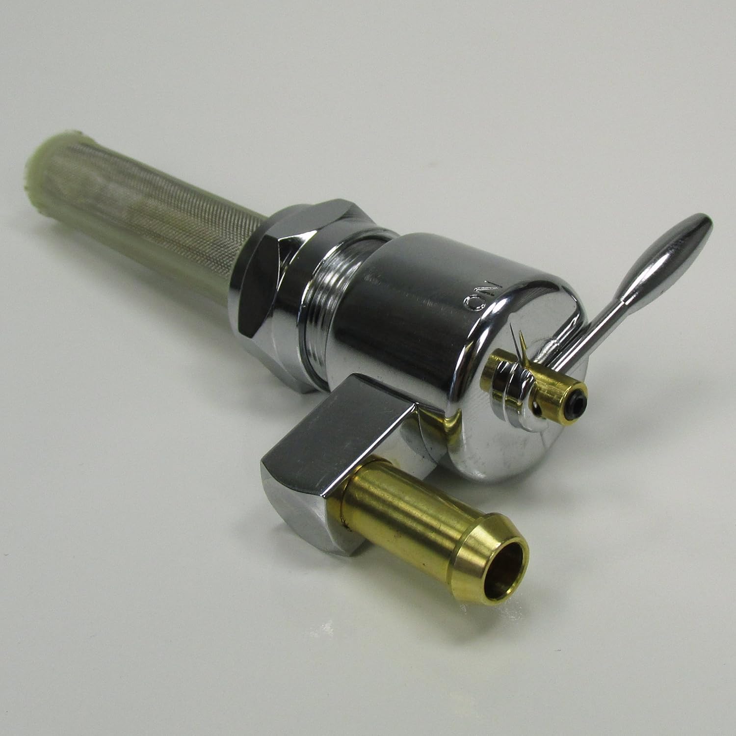 Chrome 22mm HI-FLOW Petcock Straight "DOWNWARD" Fuel Outlet Shut Off Valve for 1975-2006 Harley Big Twin & Sportster Models w/22mm Petcock Bung - Use with 3/8" ID Fuel Hose - Replaces HD Pt # 62168-81