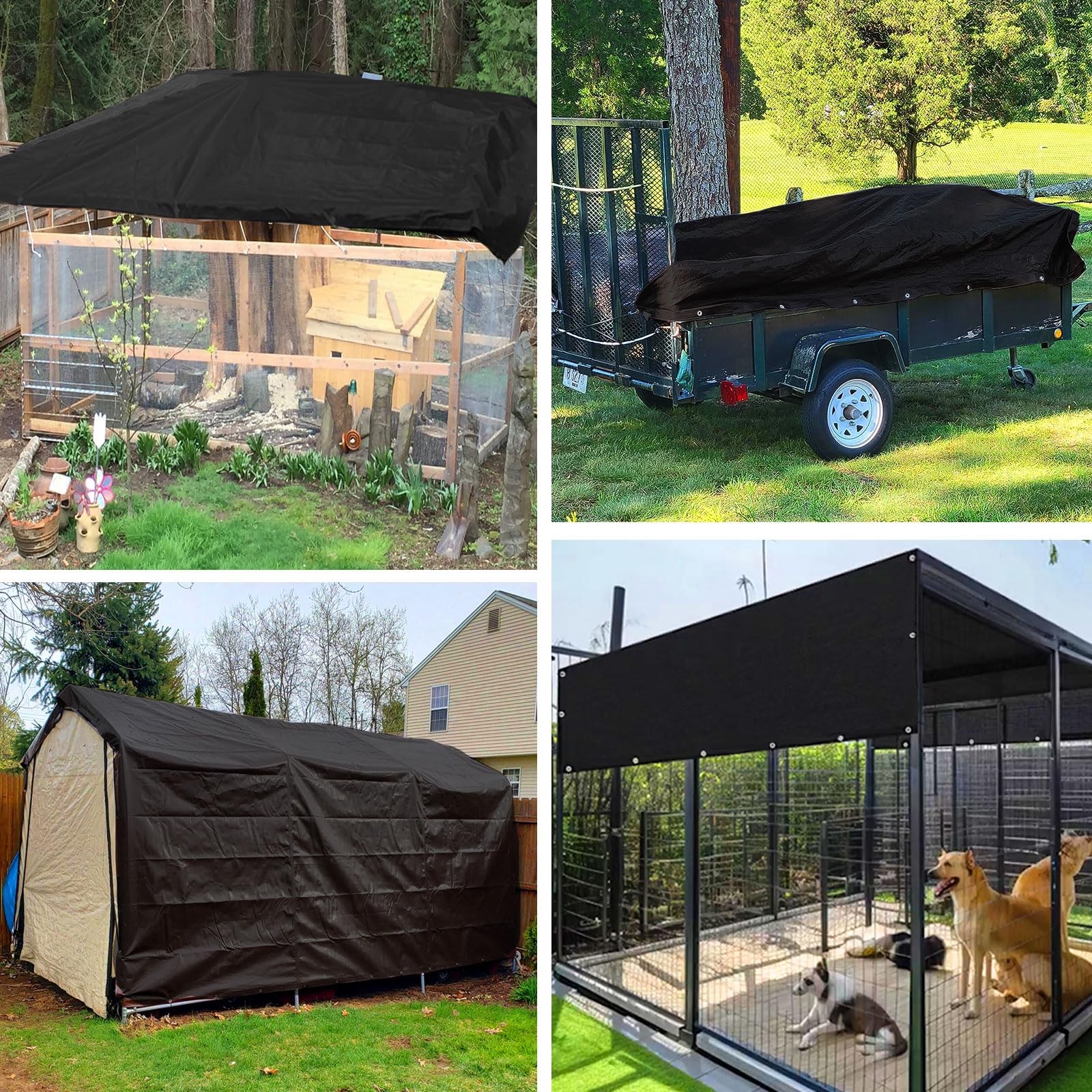 Bâche de protection imperméable 150 g/m² résistante et polyvalente, imperméable, anti-déchirures, imperméable pour meubles de jardin, trampoline de voiture, anti-déchirure, recouverte des