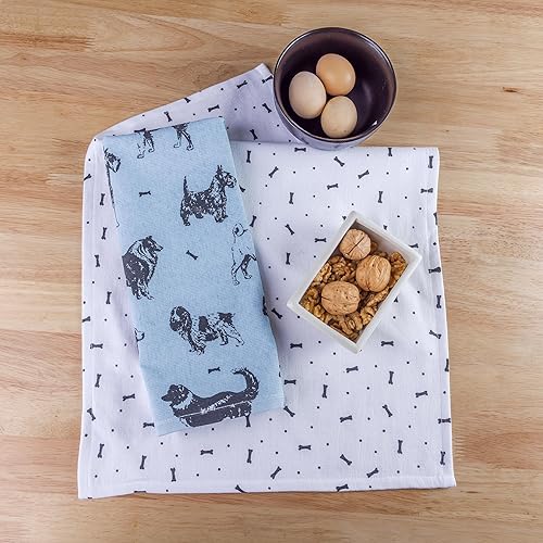 Miniatura 4 de FRENCH BREAD Juego de 2 toallas de cocina para uso diario, diseño de doble cara, altamente suaves y absorbentes, 100% algodón, sin pelusas,