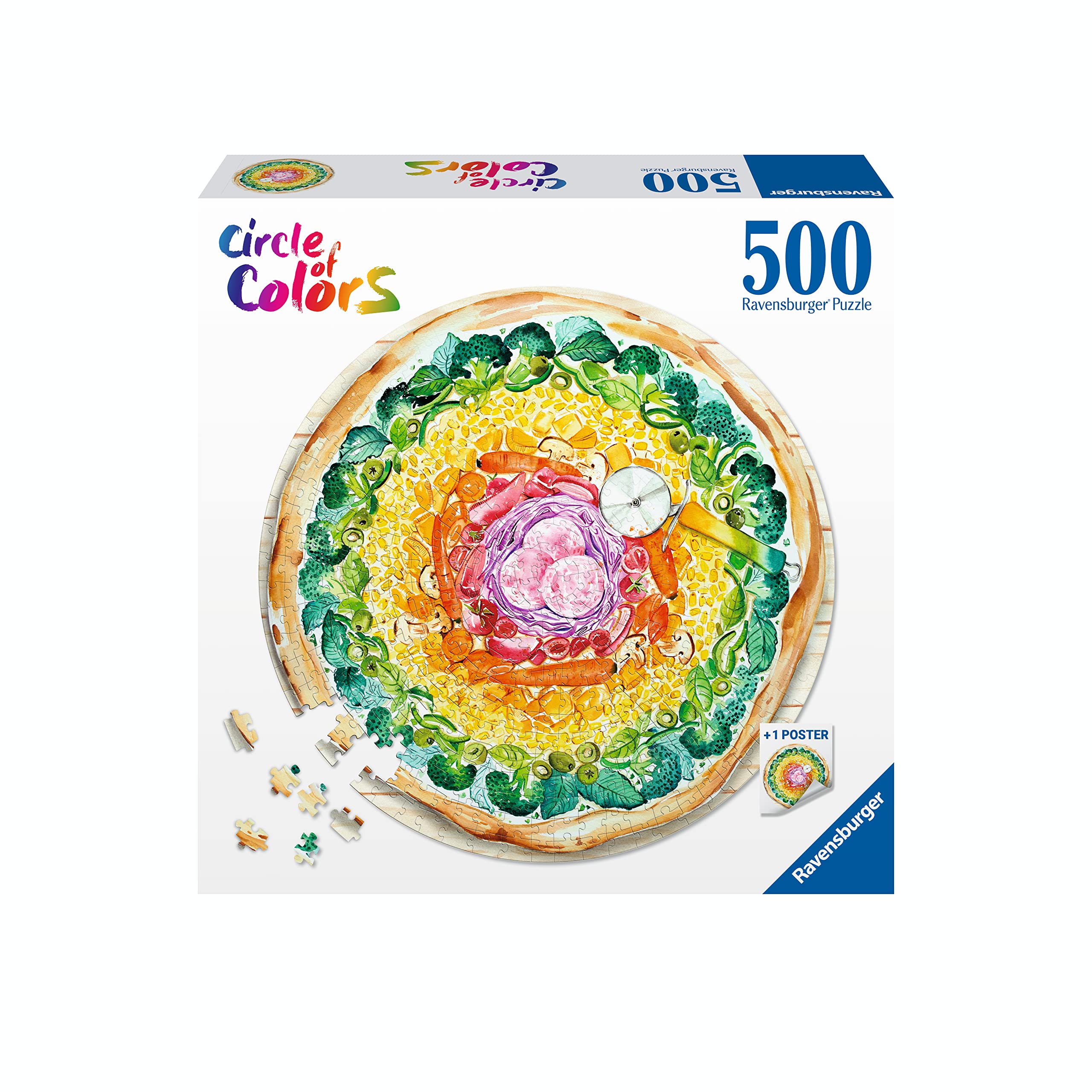 PUZZLE Ravensburger CIRCLE OF COLORS Circolare FRUTTA Originale 500 Pezzi Diametro 52 Cm