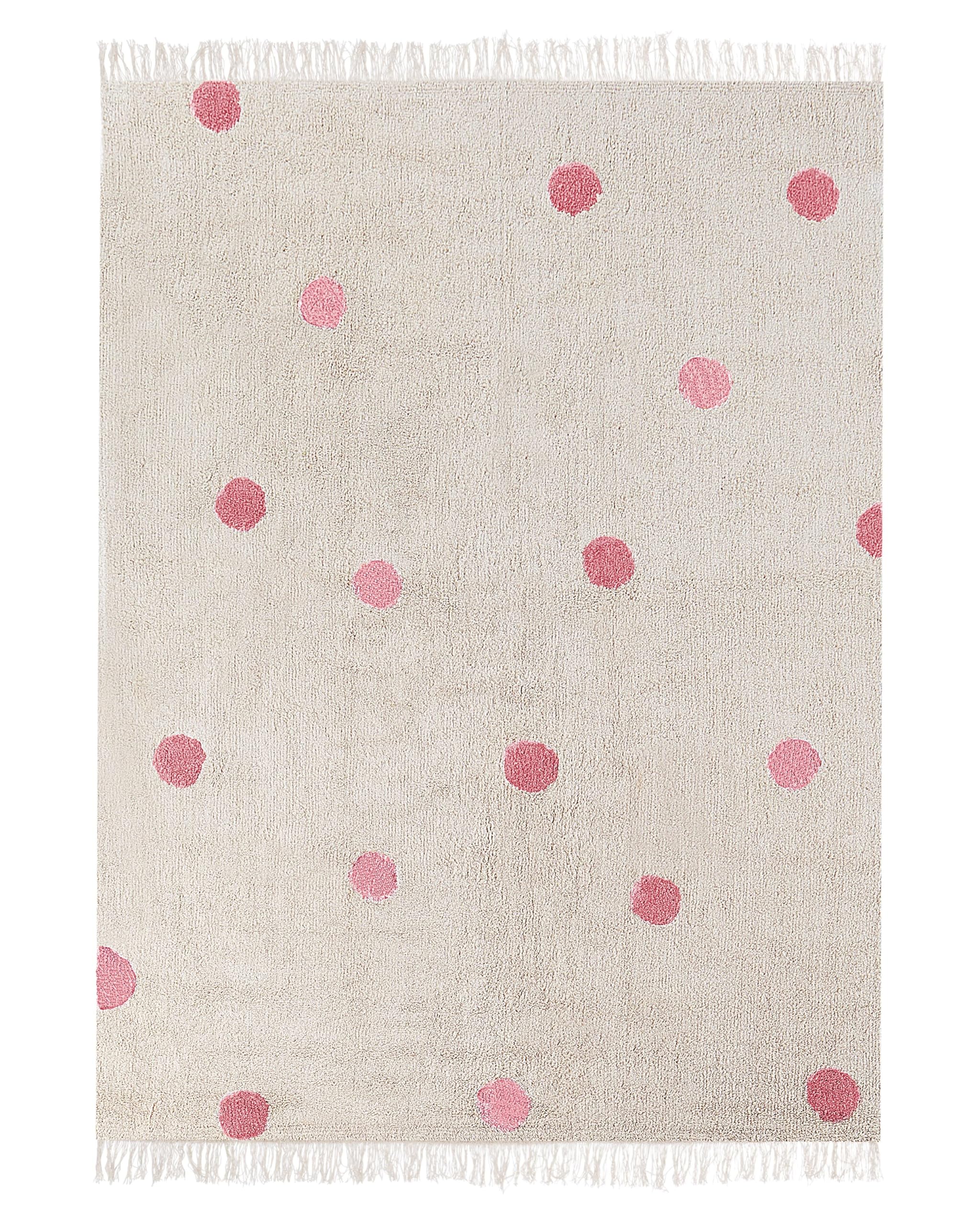 Beliani Kinderteppich Baumwolle beige/rosa 140x200 cm Punkte Muster für Kinder Dardere