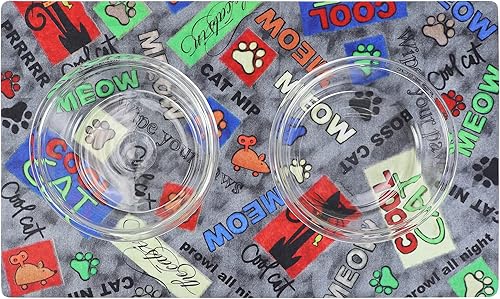 Miniatura 2 de Drymate Mantel individual con cuenco para gatos, tapete de alimentación de alimentos para mascotas, tela absorbente, parte trasera impermeable,