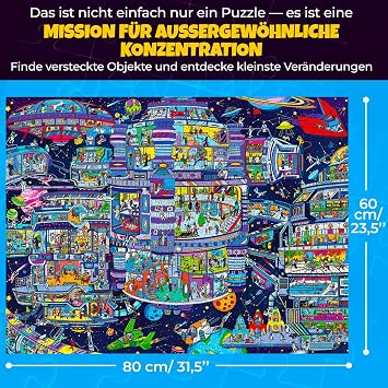 QUOKKA Puzzle 1000 pieces for adults - Galactic Tails - High-quality box packaging with extra funny challenges - Stunning Galaxy dog puzzle - Creative gift for relaxation
