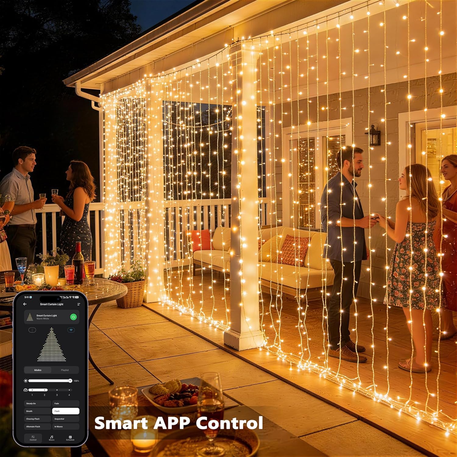 Brizled Smart Curtain Lights, 390 LED 9.8x6.3Ft Curtain Lights Outdoor, App & Voice Control Plug in Music Sync Curtain String Lights for Bedroom Wall Wedding Window Party Backdrop Indoor, Warm White