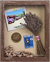 Vista 11 de Shadow Box - Marco de fotos de madera natural de 12 x 16 pulgadas con parte trasera de lino para recuerdos, alfileres, premios, medallas, entradas