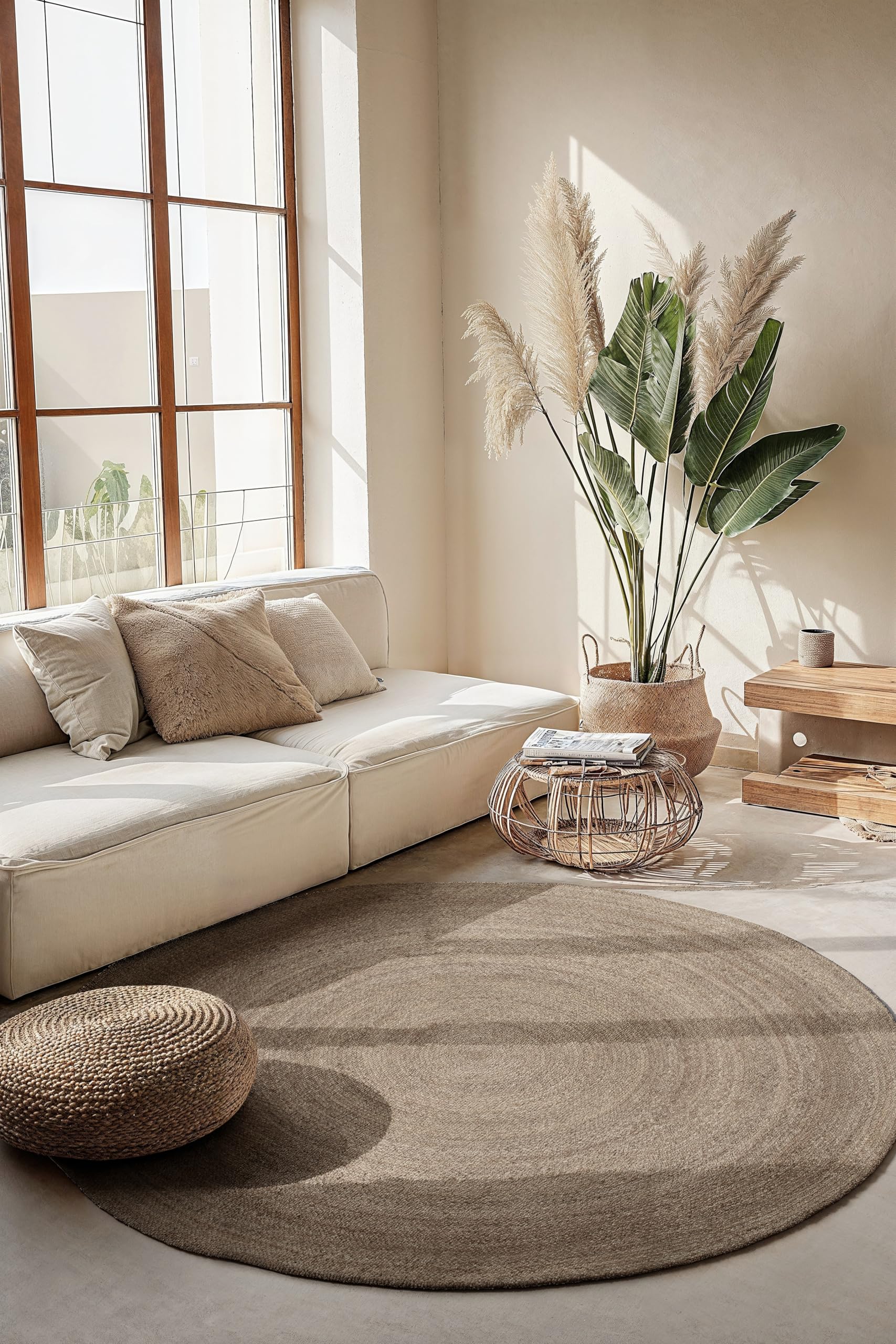Hanse Home Jute Teppich Rangpur Rund – Natur Wohnzimmerteppich - Handgewebt & Natürlich – Boho Naturfaser Juteteppich für Wohnzimmer, Schlafzimmer, Esszimmer, Flur, Küche – Natur Braun, 200cm