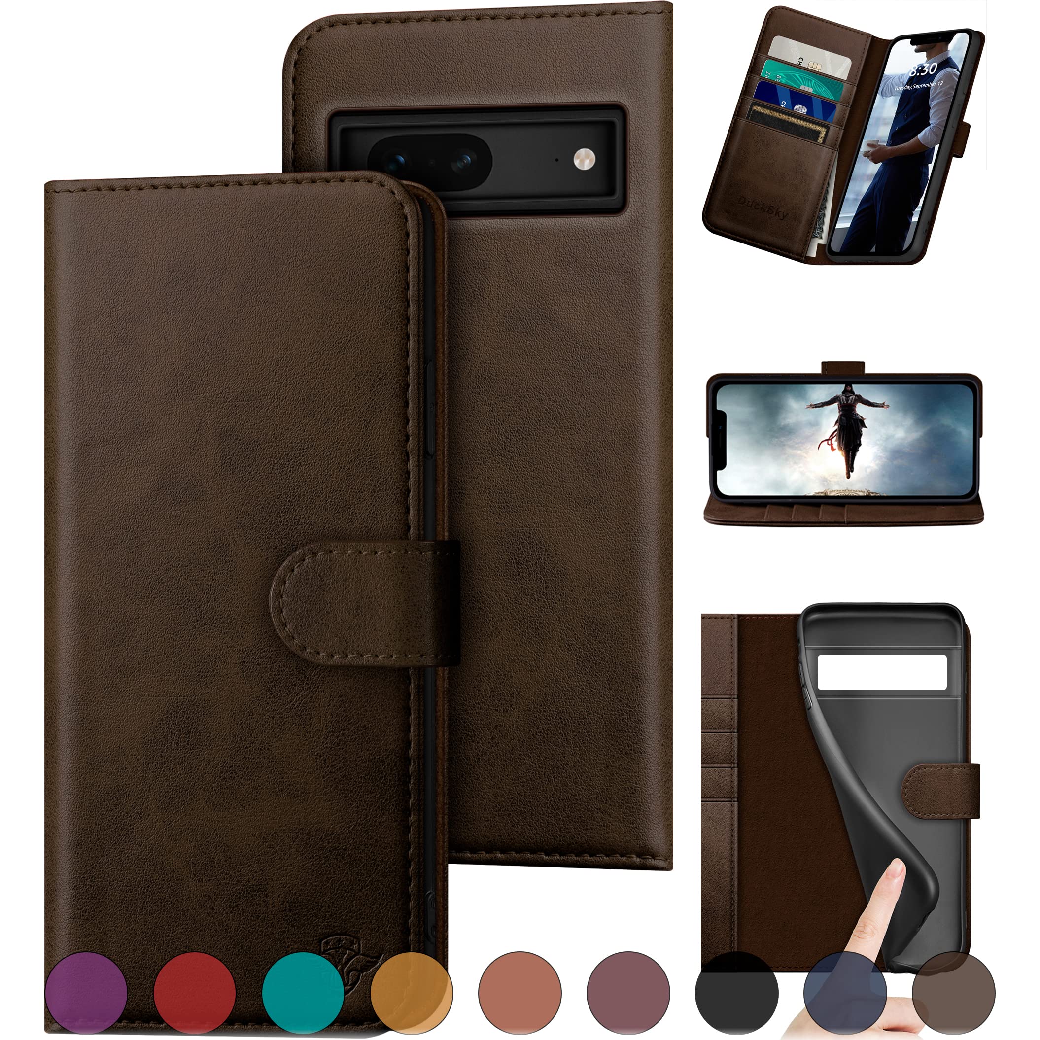 Funda Soporte Cierre Magnético Funda Tipo Cartera Para Google Pixel 6 Pro - Piel Sintética Funda Tarjetero Magnética