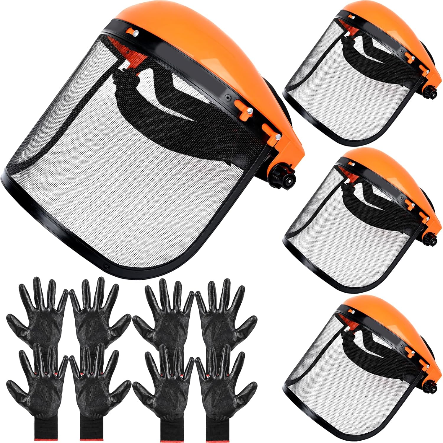 4 Pack Safety Face Shield with Mesh Visor and Work Gloves Full Face