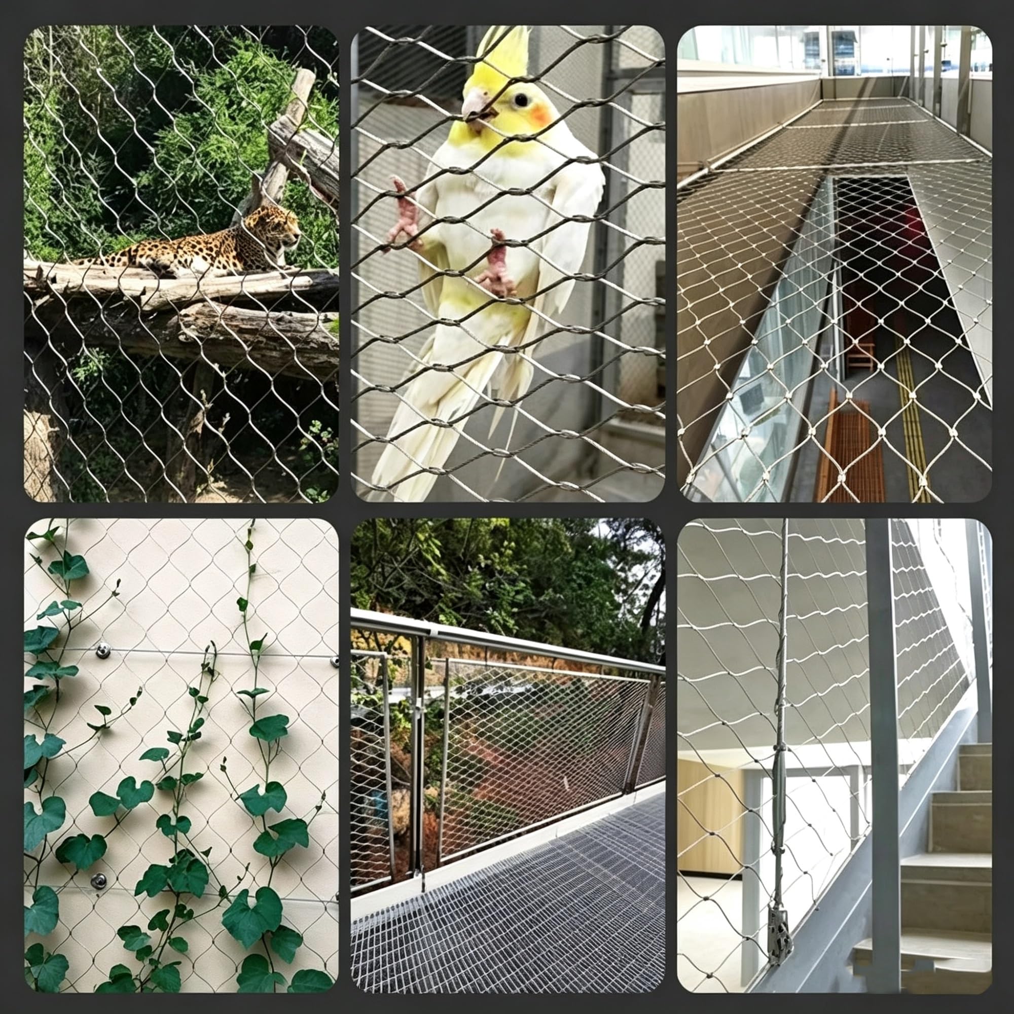 304 Malla de Cuerda de Acero Inoxidable, Malla Protector Acero | Protección de Seguridad para Balcones para Jardín, Casa, Balcón, Escalera; Alta Resistencia Tracción(2x6m)