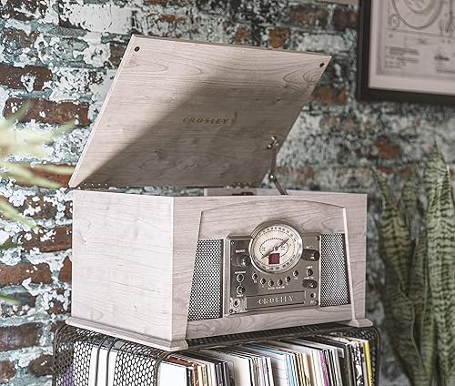 Miniatura 5 de Crosley CR7015A-GY Medley - Tocadiscos de vinilo de 3 velocidades con Bluetooth, radio AMFM, reproductor de CD, cubierta de casete y entrada