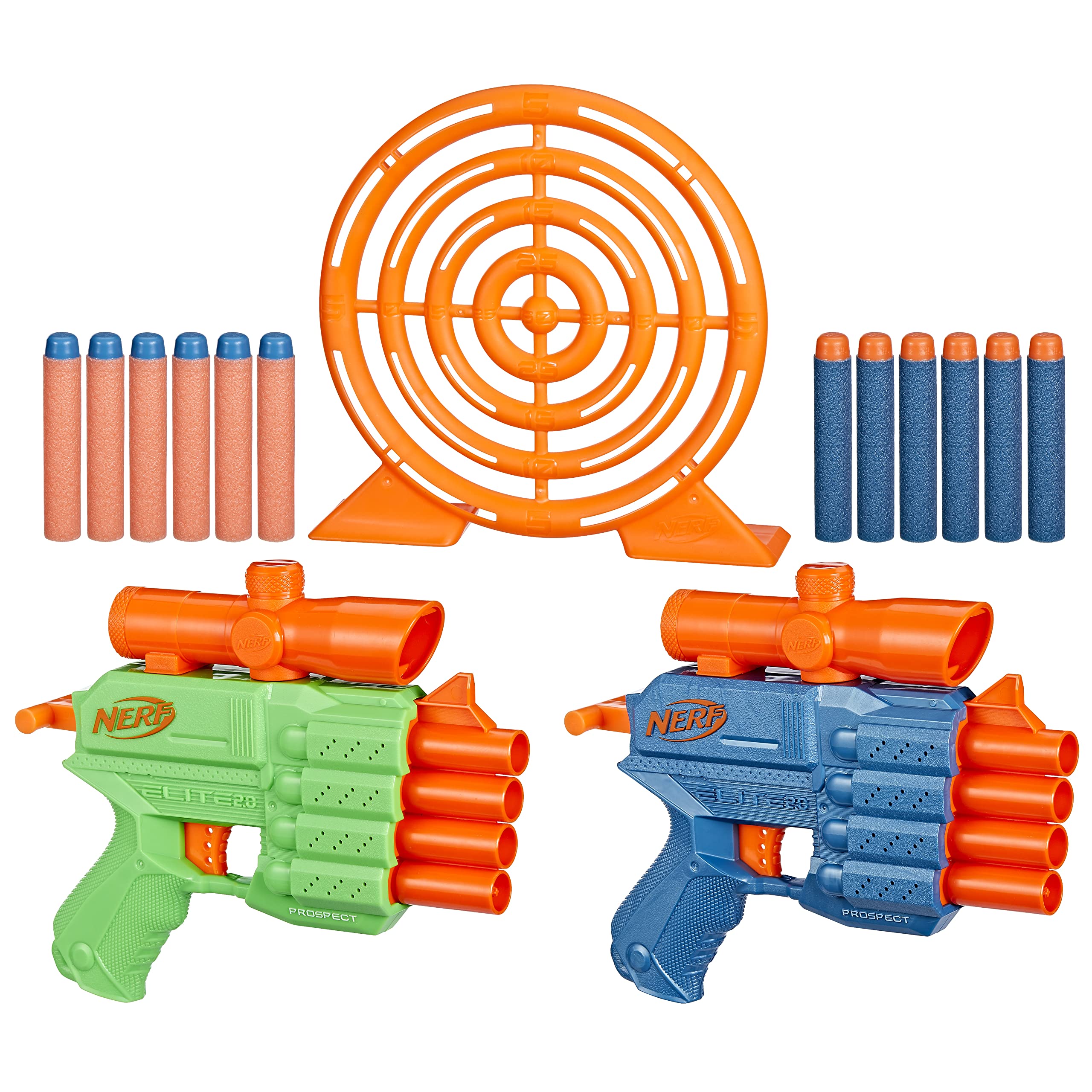 Nerf Elite 2.0 - Set Face Off Target, include 2 blaster lancia-dardi in gommapiuma, bersaglio e 12 dardi Nerf Elite