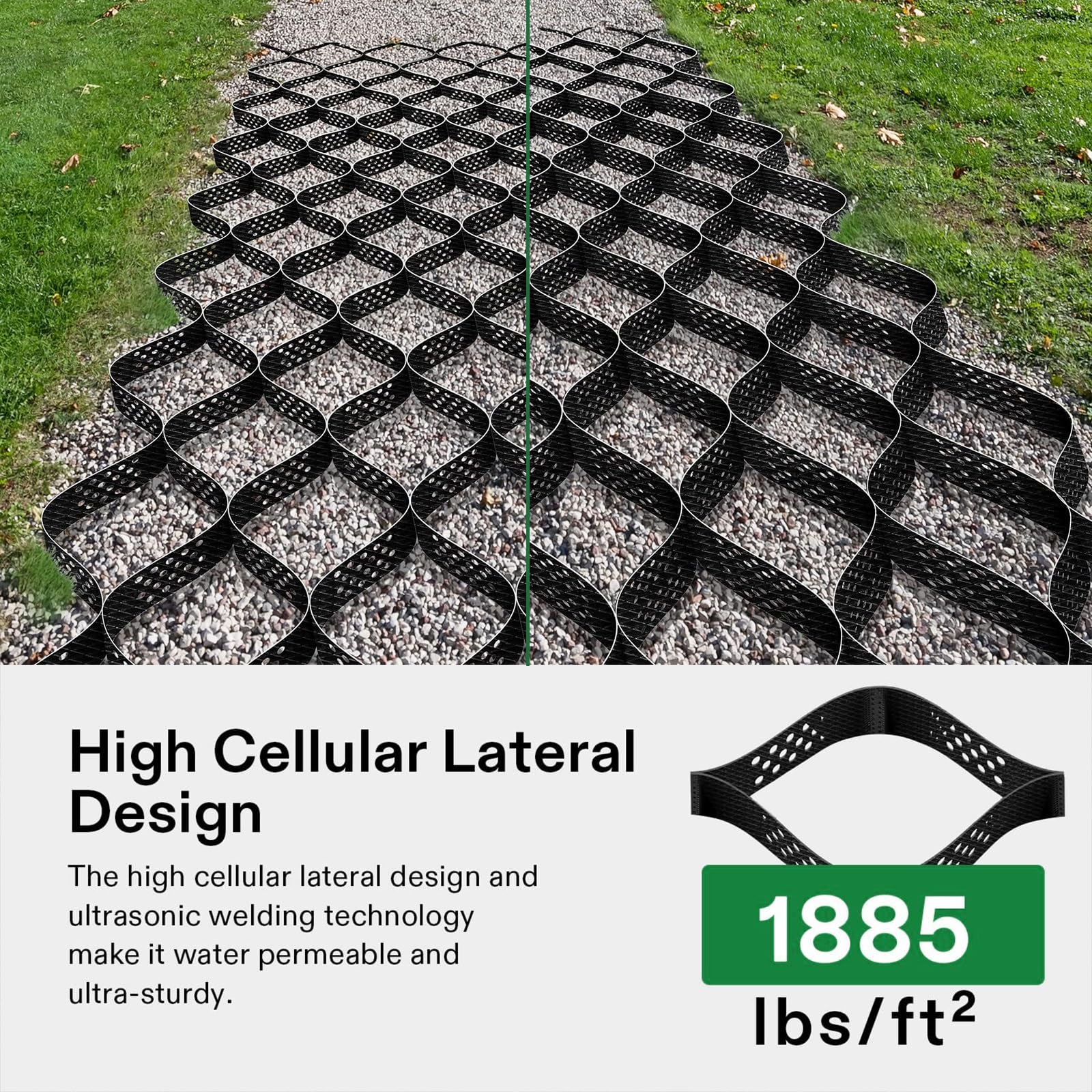 Kratka podjazdowa żwirowa o wysokości 2,4 x 5,8 m 10 cm wysoki system mocowania czarnego żwiru do samodzielnego wykonania patio lekkie obszary drogowe wsparcie podjazdu przyjazny dla kampera