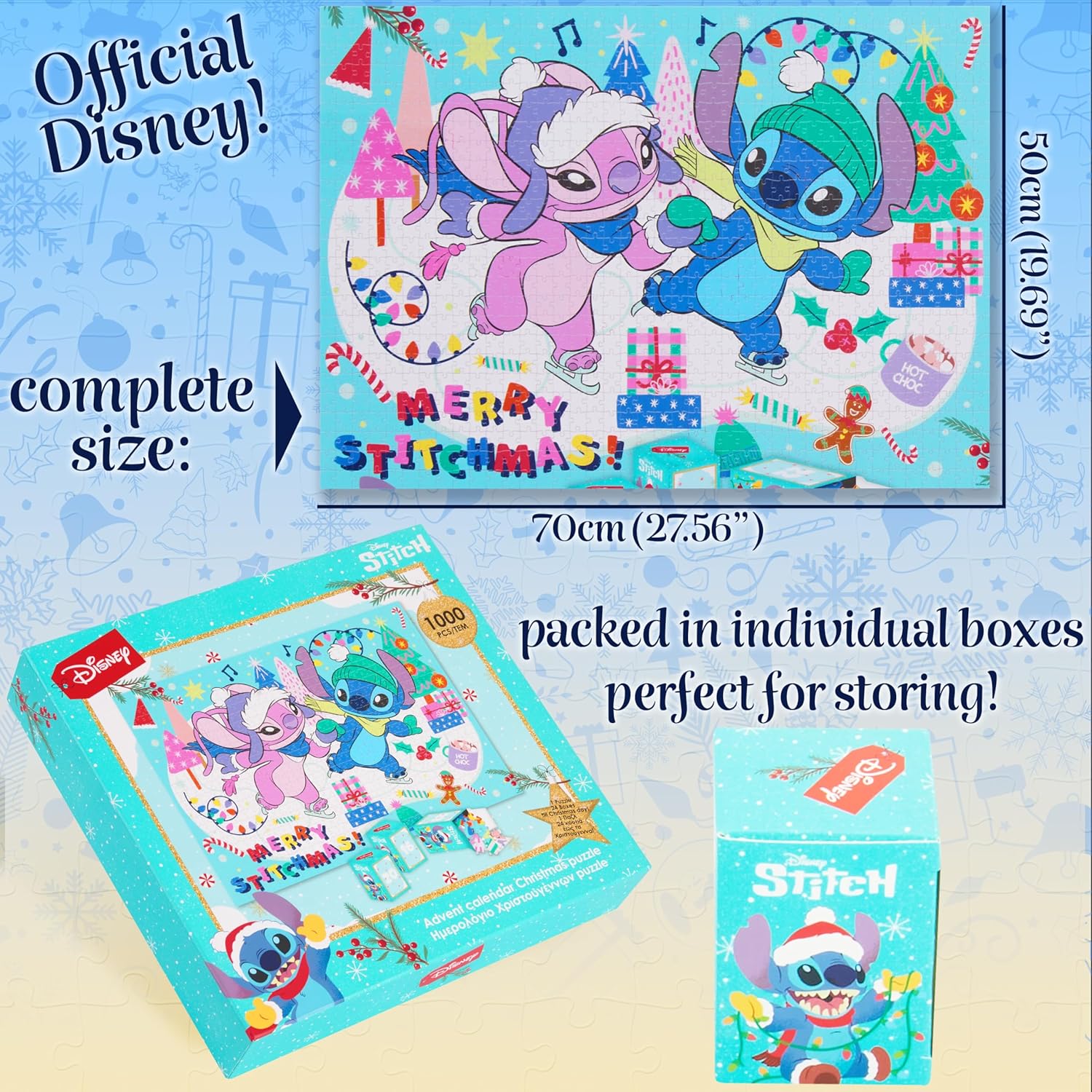 Disney Stitch Puzzle Advent Calendar 2025 for Kids, Teens, Adults, Christmas Countdown Calendar with 24 Puzzle Boxes, Daily Surprises, Gifts for Kids