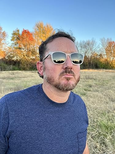 Miniatura 7 de DSME Gafas de sol polarizadas de moda para hombre, transparentes con lentes tintadas verdes, protección UV400, Transparente