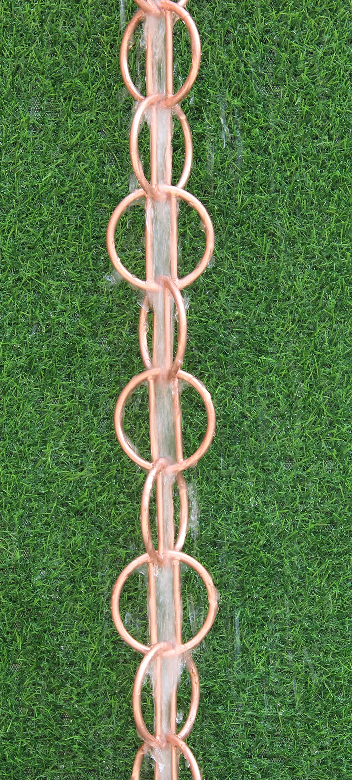 KAM Home Direct Catena da pioggia moderna ad anello, lunghezza 8,5 m, in rame puro, ricambio per pluviali per grondaie con bullone in ottone, adattatore per grondaia per installazione a catena a