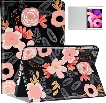 Uppuppy Case for iPad Air 2/1st Generation & for iPad 5th2017/6th2018/Pro 9.7 inch Cartoon Cute Flowers Floral Kawaii Partten Folio a1474 a1475 a1566 a1673 Cover Aesthetic Cases for Women Girls