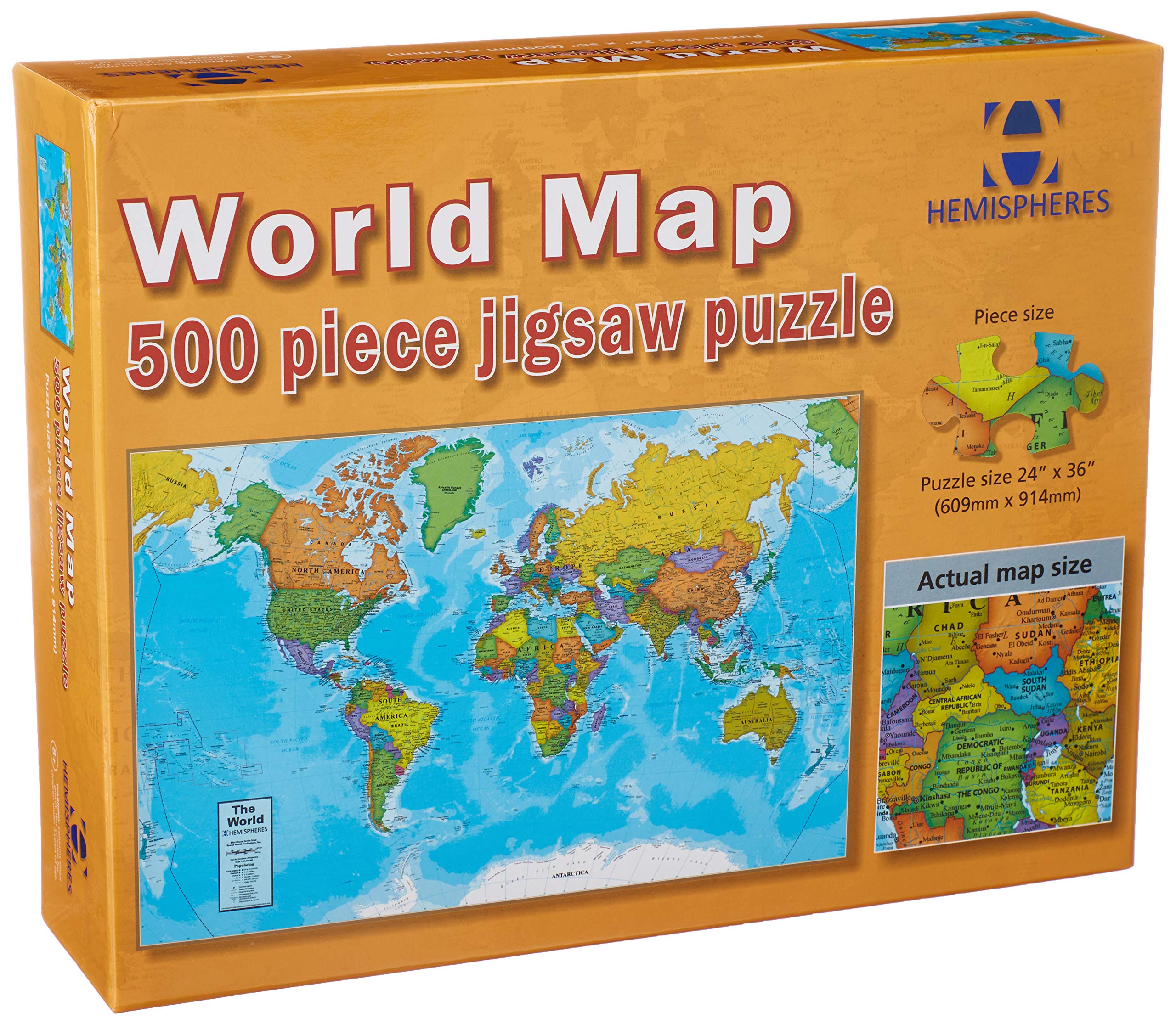 Waypoint Geographic World Map 500-Piece Jigsaw Puzzle, Puzzles for Kids, Jigsaw Puzzles for Endless Fun, Educational Puzzles for Personalized Gifts, 24″ x 36”