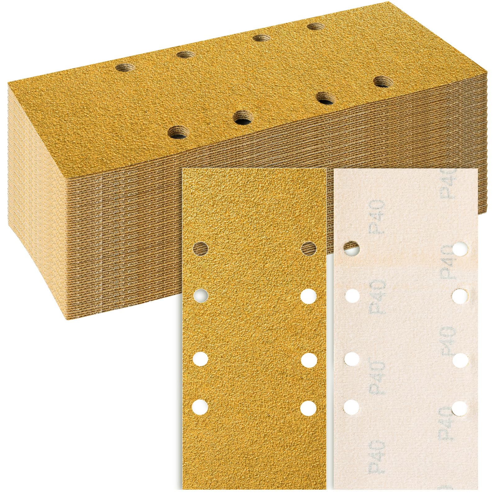 93x230mm Sandpaper 8 Hole, 35 Pieces Sanding Sheets Enhanced Grinding Performance, Grits 40 Hook and Loop Sanding Pads Rectangular Sander Paper Set for Bosch Electric Sander Polishing, Rust Removal
