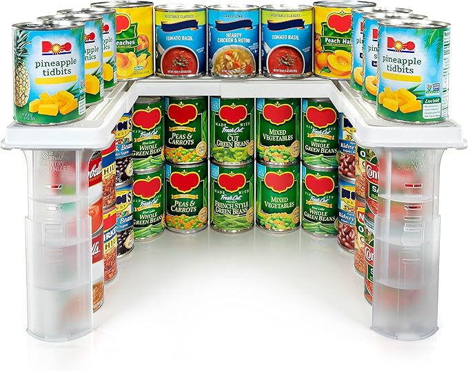 Savvy Shelf Adjustable Pantry Spice Rack & Can Storage Organizer - Storage Kitchen Cabinet Organizer - Pantry Organization, Spice Rack & Storage Can Organizer for Pantry & Cupboard -Cupboard Organizer