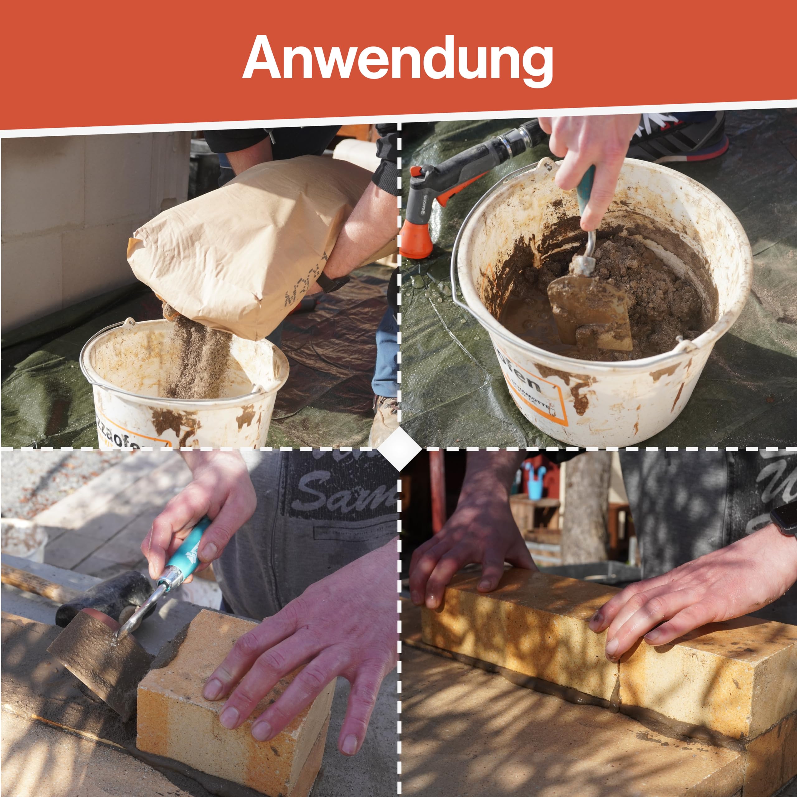 Feuerfest 123 - Schamottemörtel [Menge 25 kg] - Für Kaminöfen, Öfen & Grills - Feuerfester Mörtel 1.450 °C hitzebeständig - keramische Abbindung - Kaminmörtel Reparaturmörtel für Schamotte