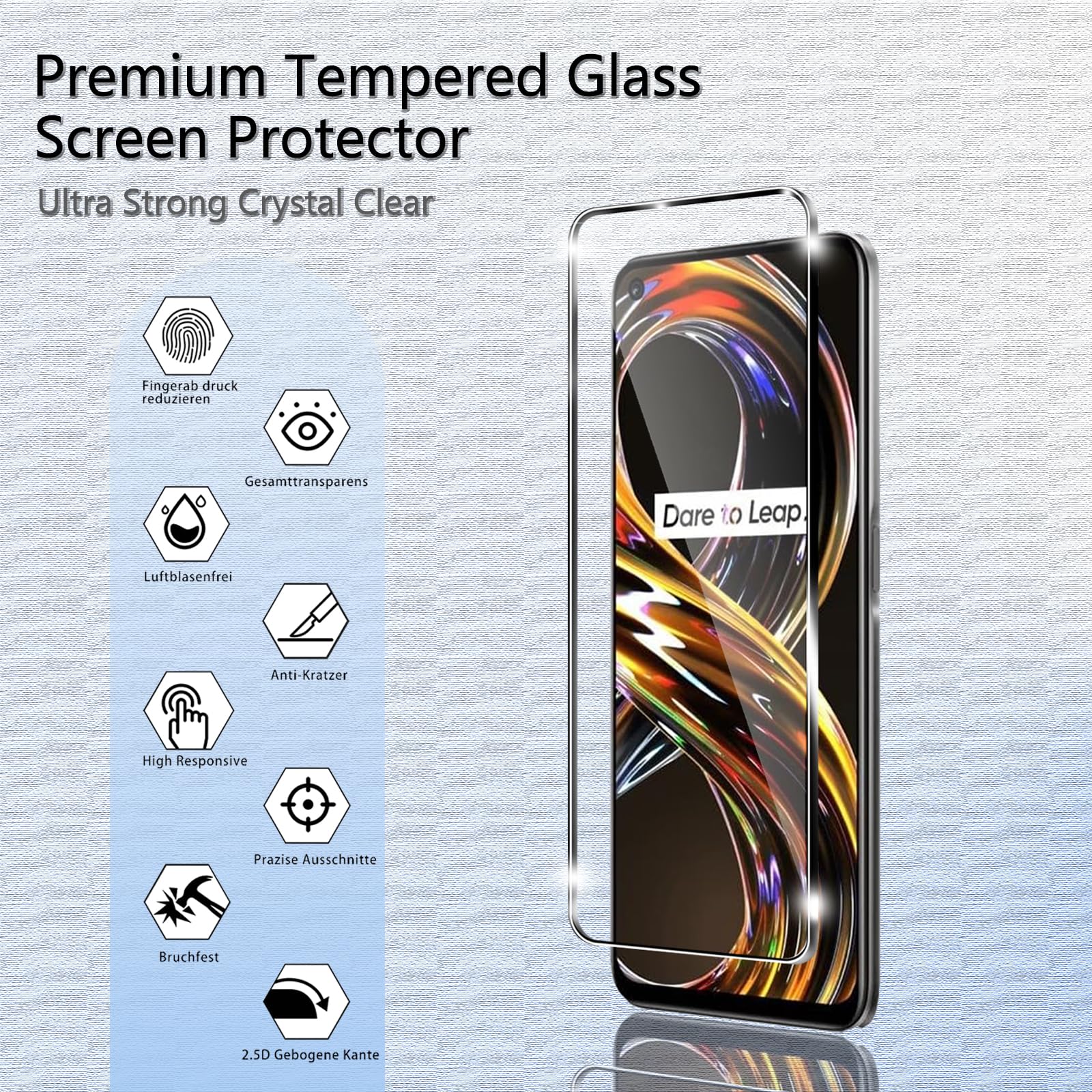 Pnakqil 2 Pezzi Vetro Temperato per Realme 8i 4G Pellicola Protettiva,Durezza 9H,Ultra HD Trasparente,Anti-Graffio,Senza Bolle,Anti-Impronte Protezione Schermo per Realme 8i 4G