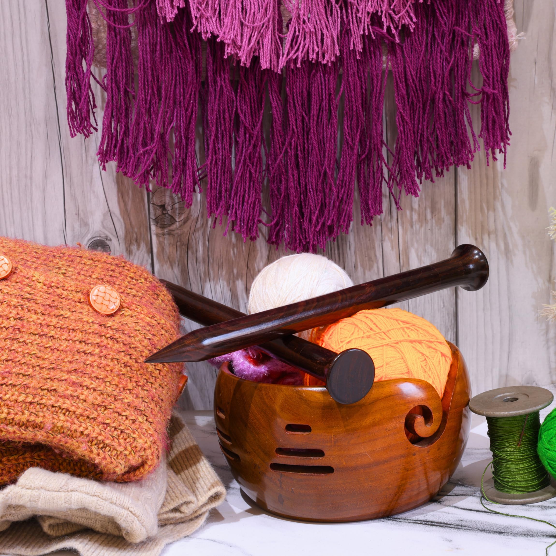 14 "Rosenholz & Ahorn gefertigt Premium Garn Stricknadeln | Nähzubehör & Zubehör | Nagina International (Palisander, US-Größe 50-25 mm)