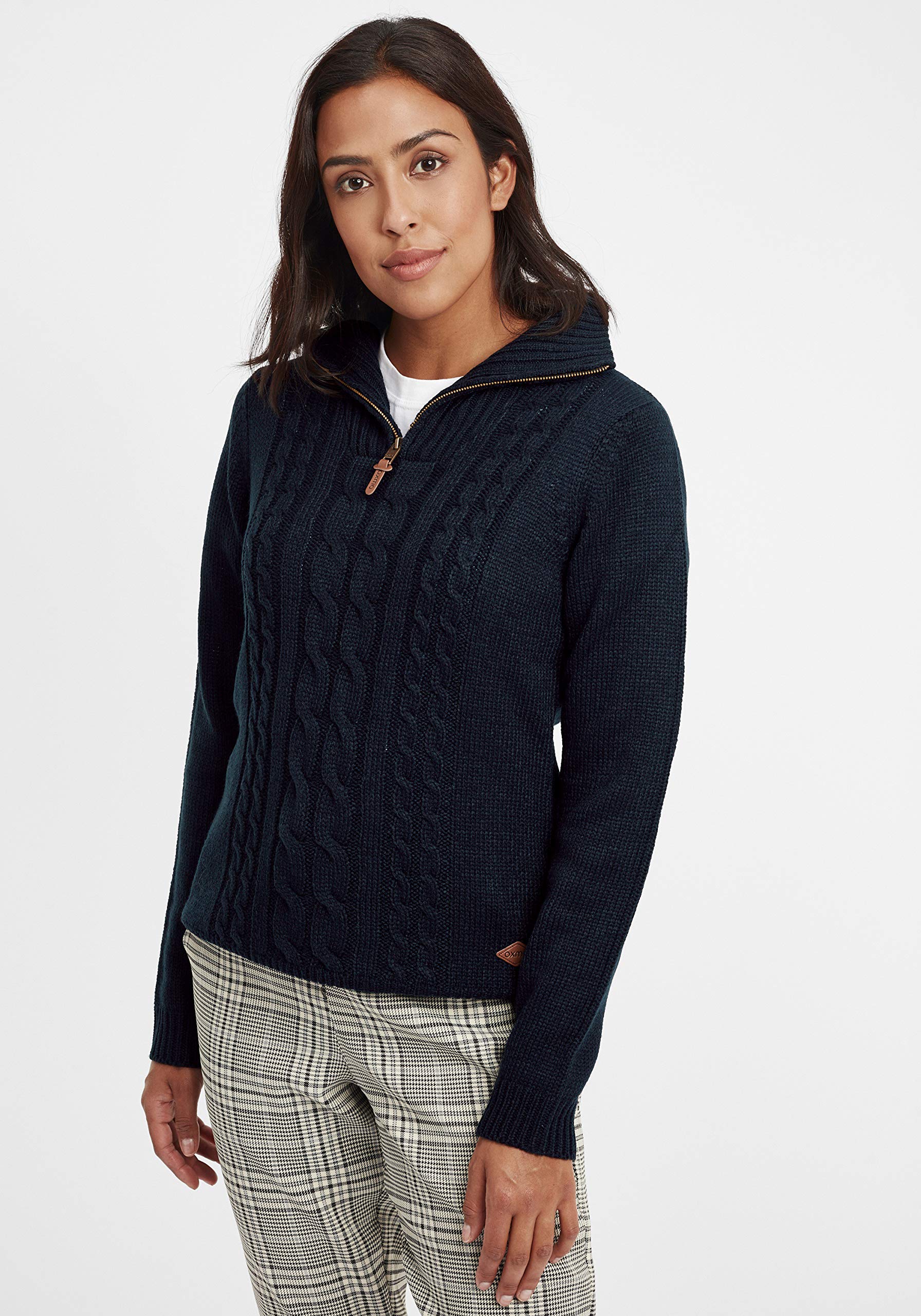 OXMO OXCarry Damen Strickpullover Troyer Grobstrick Pullover