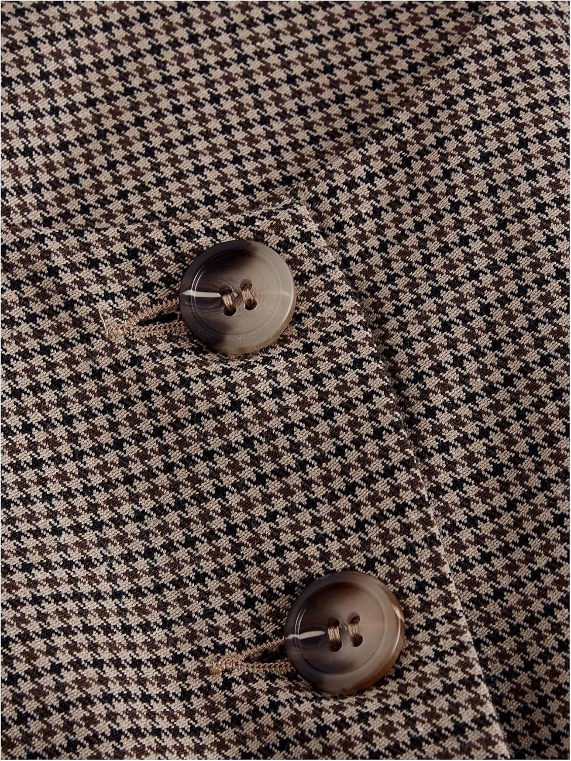 SweatyRocks Women's Vest Top 2025 Button Up Plaid Vest Sleeveless Crop Blazer - Image 3