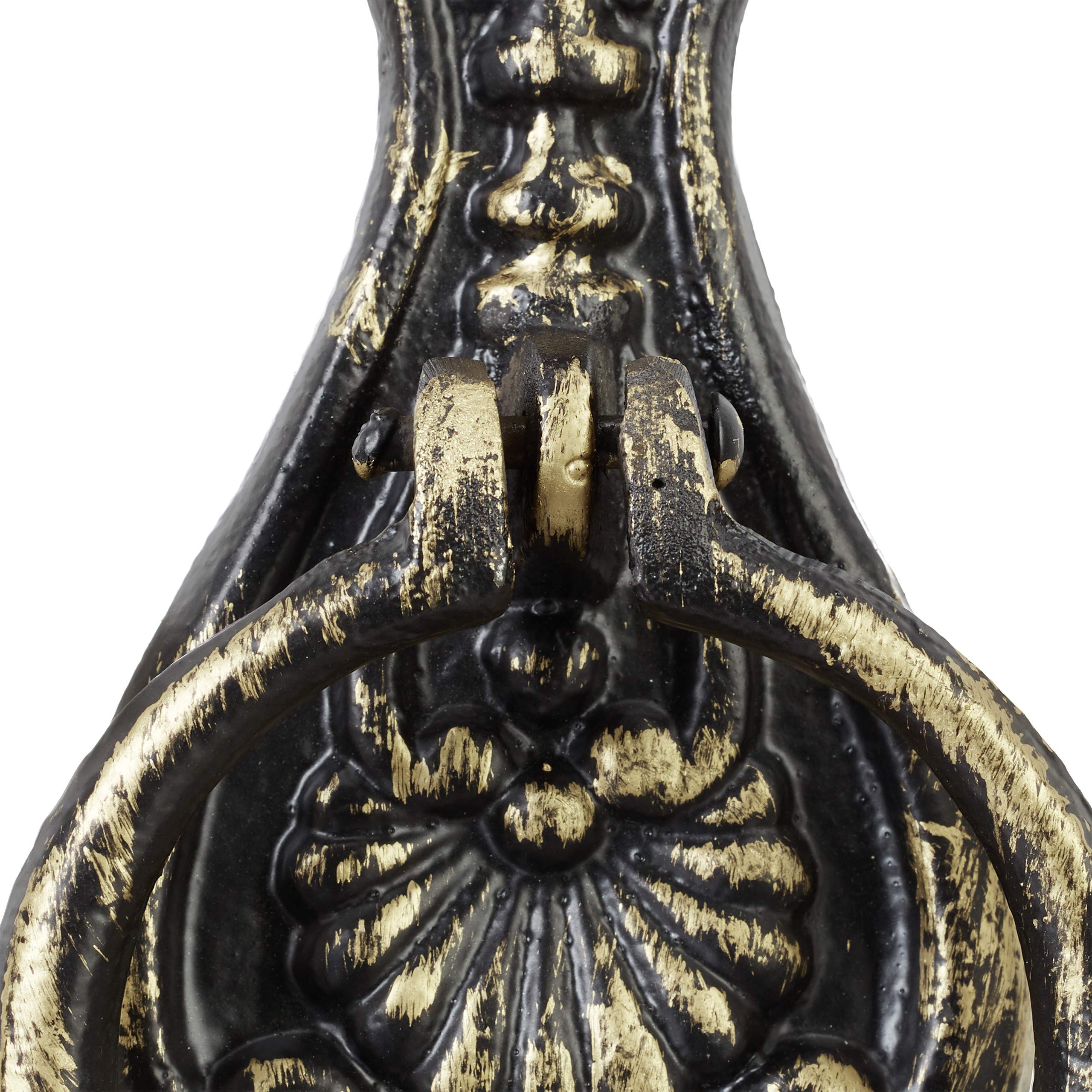 Relaxdays Heurtoir de porte antique, Anneau de frappe pour porte, style rustique, fonte de fer, 24x8,5x3 cm, noir/bronze