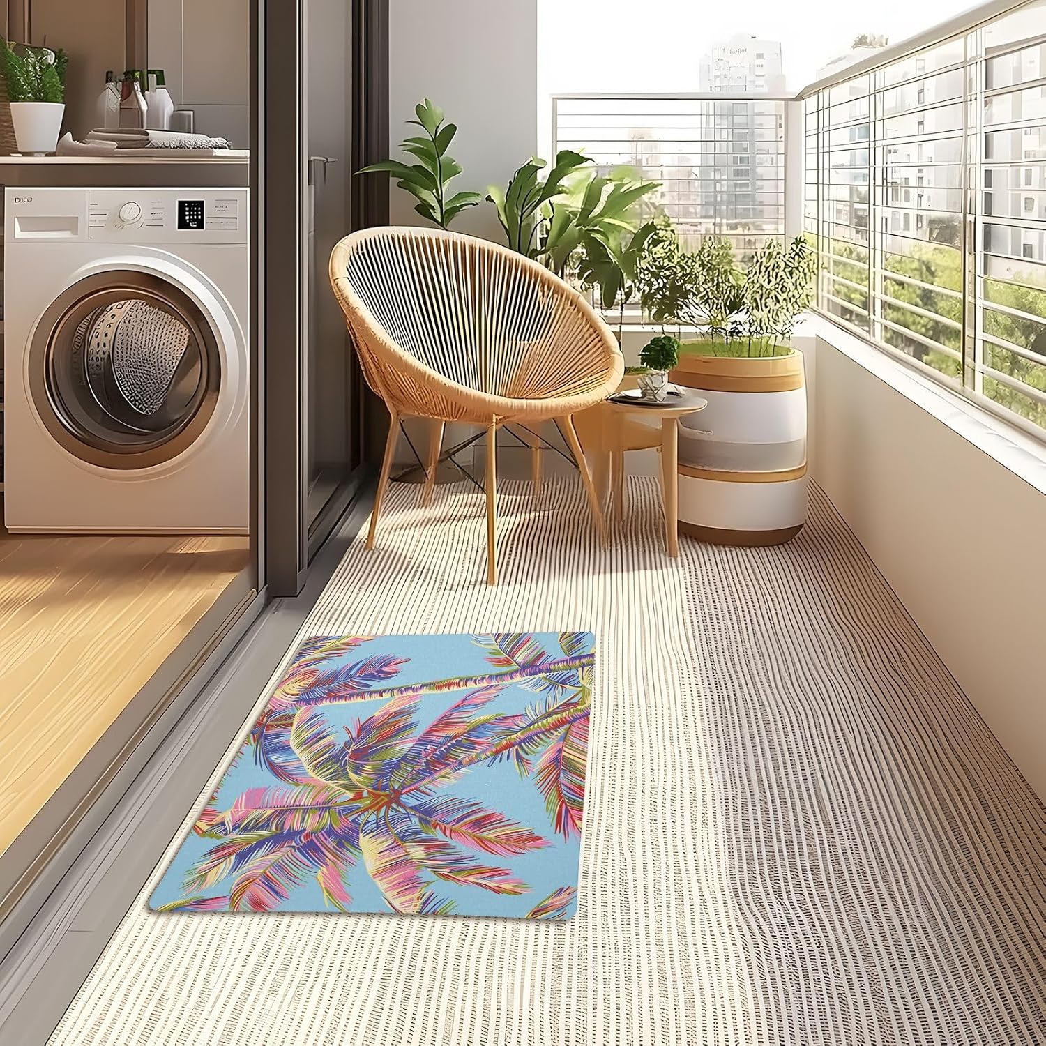 MUKJHOI Funny Welcome Mats, 32"x20" Front Door Mat for Outdoor/Indoor Entrance Palm Tree (5) Entryway Rugs Home Farmhouse Balcony Patio Decor