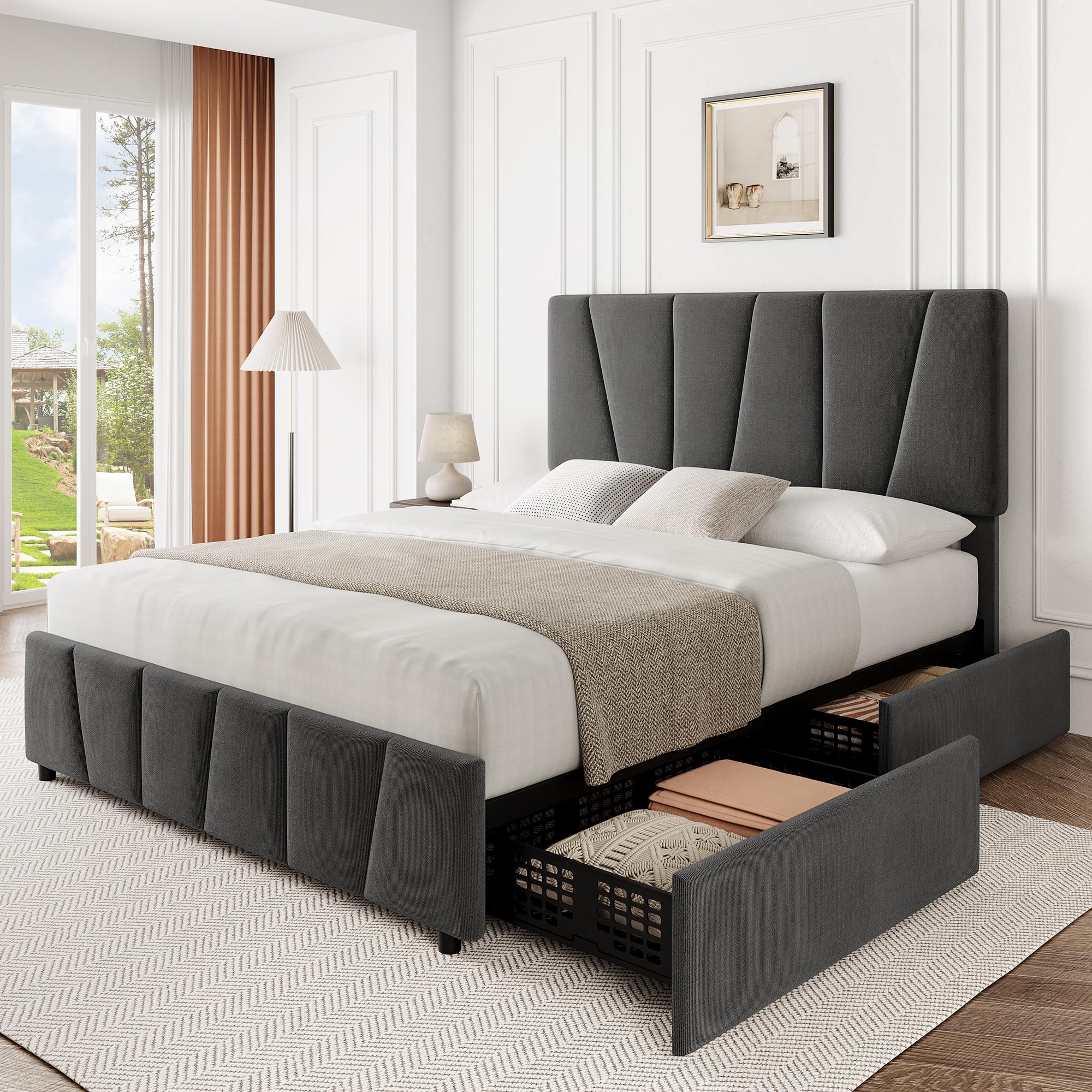 Amazon.com: IDEALHOUSE Full Size Bed Frame with 4 Storage