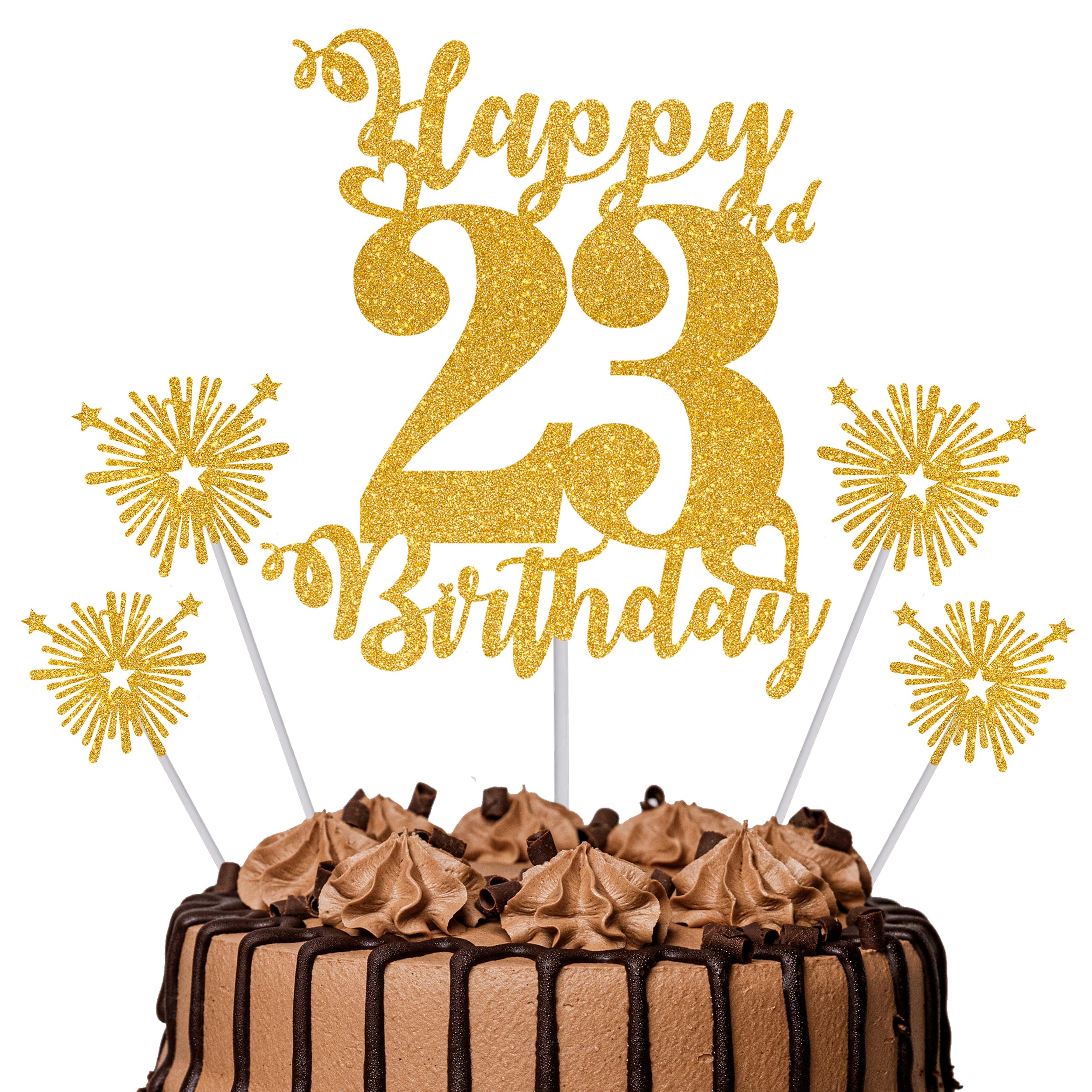 Gold Glitter 96th Birthday Cake Topper Set – 5 Piece Premium Glitter Birthday Decoration & Party Supplies for Men, Women & Kids – 96th Birthday — view 38