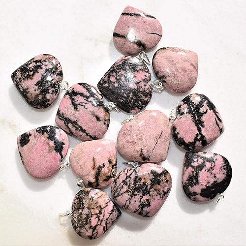 Miniatura 4 de Zenergy Gems - Collar con dije de corazón, piedras preciosas naturales del Himalaya en forma de corazón + cadena de plata de 20 + corazón de carga