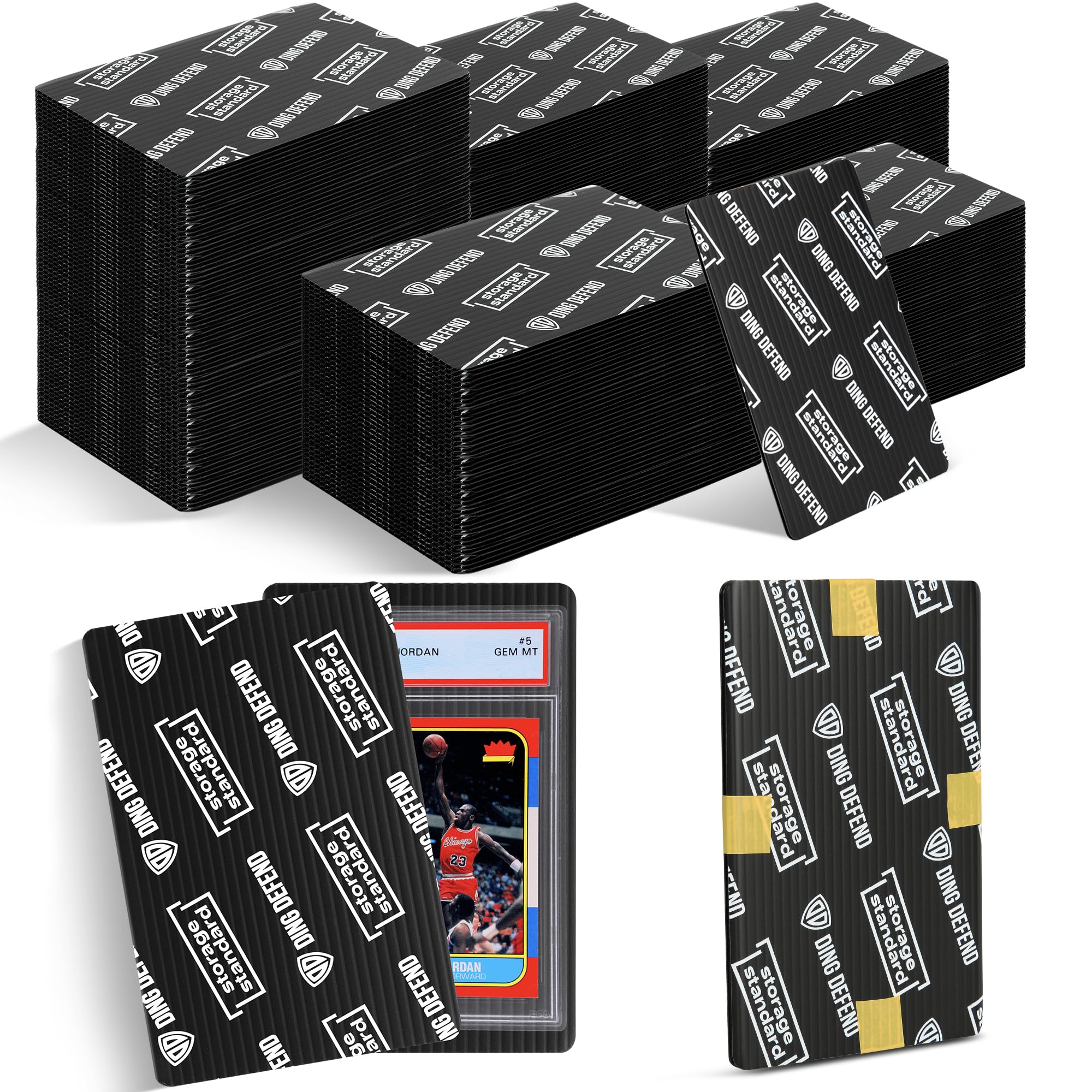 Ding Defend 4x6 Black Trading Card Shipping Protector 510 Pack - Sports Card Protectors Hard Plastic w/Rounded Corners, Hobby Shipping Shield for Graded Cards, Slabs, Top Loaders