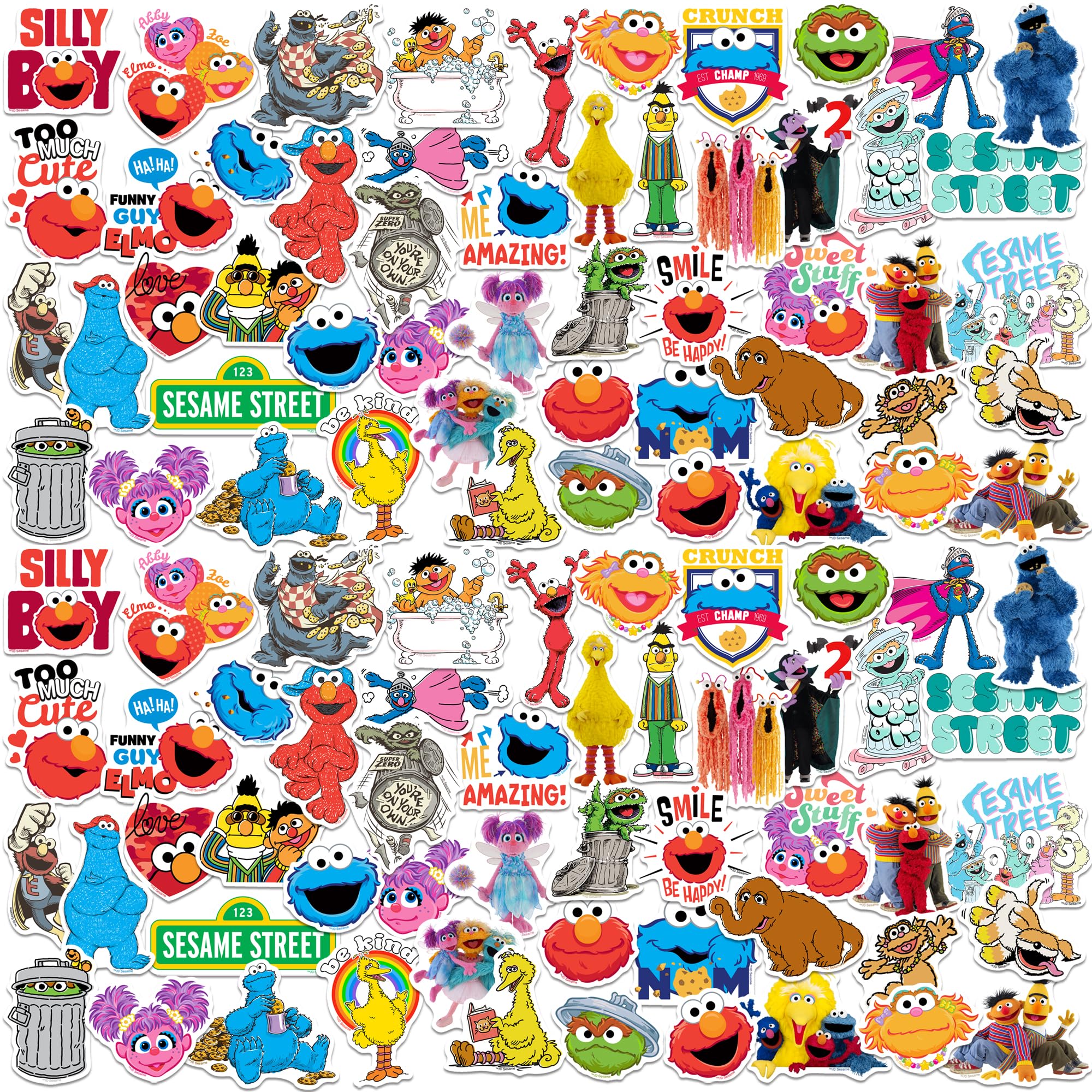 Sesame Street Variety Vinyl Large Deluxe Stickers Variety Pack - Laptop, Water Bottle, Scrapbooking, Tablet, Skateboard, Indoor/Outdoor - Set of 100