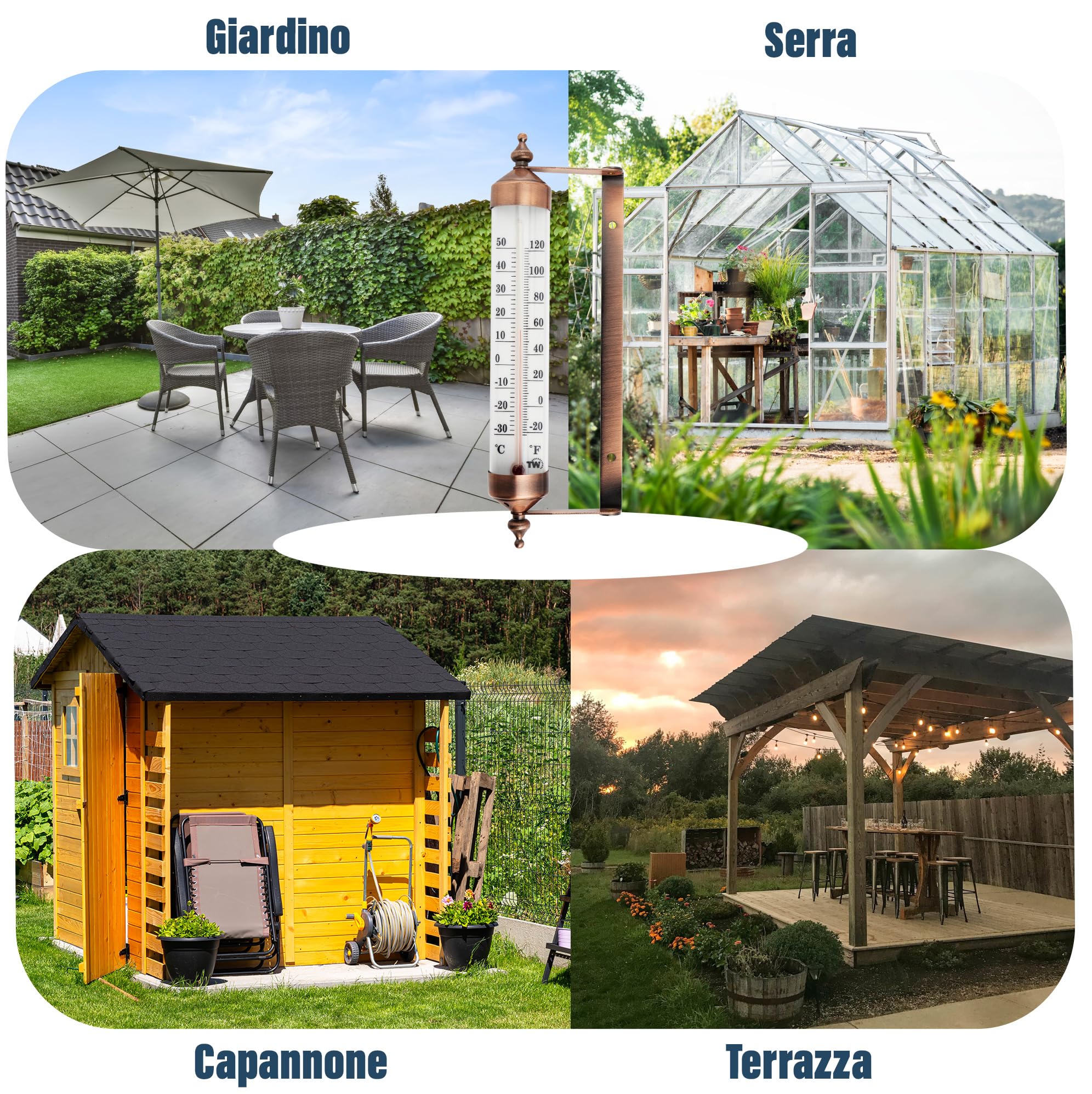 Termometro da esterno con design effetto bronzo, elegante termometro da giardino, adatto per esterni, per manometro di temperatura da parete, serra, garage, facile da appendere